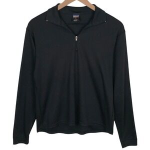 VTG PATAGONIA Capilene Quarter Zip Pullover Base Layer Men's M Black Made in USA